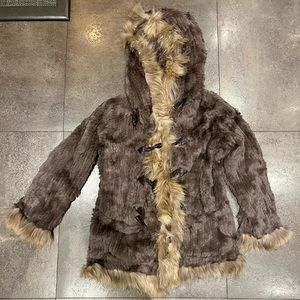 Real Rabbit Fur Vintage Brown Coat
